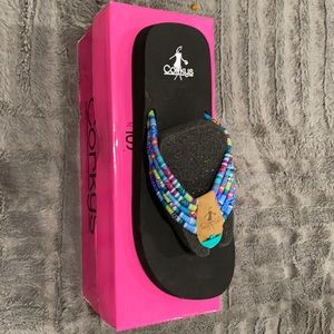 Corked new women’s flip flops size9